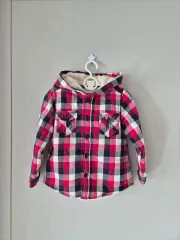 100) ブルドッグ CHECK フード フリースジャケット