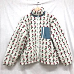 jouetie リバーシブルボアジャケット ハイネック オーバーサイズ レトロ花柄ボア×キルティングジャケット ブルゾン アイボリー FREE相当