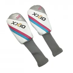 【美品】ゼクシオ ヘッドカバー2点セット(UT) 白×グレー ロゴ刺しゅう ハイブリットゴルフ XXIO