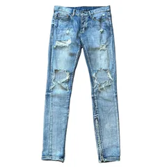 mnml クラッシュ スキニーデニム スリム テーパード ブルー サイズ29 メンズM ミニマル