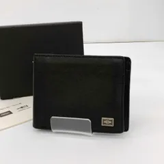 PORTER ポーター カレント 二つ折り財布 052-02204 ウォレット BOX型小銭入れ 本革 レザー エンボス加工 メンズ  ブラック 服飾 DF17550■