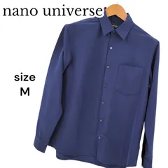 【美品】nano universe ナノユニバース SHELTECH 長袖シャツ ネイビー M 胸ポケット メンズ