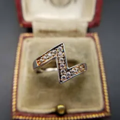 キュービックジルコニア Z字 カット 925 シルバー ヴィンテージ リング 銀 ジグザグ 指輪 ファッションジュエリー YMM④7