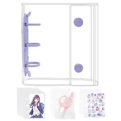 GOKEI シール帳 プラバン 透明 A8 ミニ バインダー 【リフィル×20枚 チャック付きボケット×2枚 下敷き×2枚】 PPシート カードポケット シール台紙 手帳 プリ帳 カードスリーブ 透明シール帳 はがせる バインダー型ノート 女の子 コラージ 1