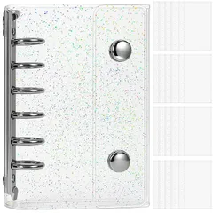 GOKEI シール帳 プラバン 透明 A7サイズ ミニ バインダー 【リフィル×20枚】 クリアバインダー PPシート カードポケット クリア 手帳 プリ帳 カードスリーブ 透明シール帳 クリアラメ A7 1