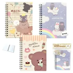 シールコレクションノート ゆるふわ シール帳 PP加工 約15.0cm×11.2cm アニマル 3柄からランダム (2冊セット) (2冊) 1