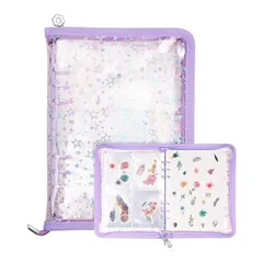 シール手帳 透明スリーブ10枚 シール バインダー カラーファイル プリクラ 女の子貼って剥がせる 使い道いろいろ シール手帳 大きいサイズ (taro purple) [並行輸入品] 0