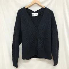 グリーンレーベルリラクシング HAMILTON ハミルトン アランVネックニットカーディガン ケーブルニット ウール100% ゆったりめ ネイビー FREE