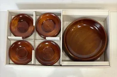 未使用【鉄鉢茶托セット】木製  高級漆器  菓子器  茶托