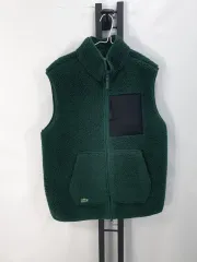 ラコステ フリース ベスト ポケット シープスキン ボア ベスト グリーン s