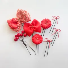 〔519〕髪飾り　七五三　成人式　卒業式　赤系