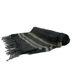 ARMANIJEANS(アルマーニジーンズ) ストール(ショール) - ダークグレー×ゴールド×シルバー ラメ コットン