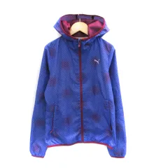 プーマ PUMA スポーツウェア パーカー ジャケット ミドル丈 ドット柄 S 青 ブルー パープル 紫 /SM40