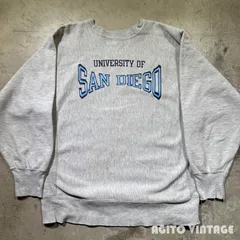80's Champion リバースウィーブ スウェット サンディエゴ大学 グレー 刺繍タグ ダメージ XL USA製