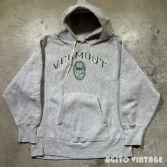 80's Champion リバースウィーブスウェットパーカー VERMONT 青タグ 旧ハトメ グレー SMALL USA製