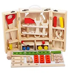 【中古】「未使用品」JUST style 【国内検査済 たっぷり38パーツ】男の子のおもちゃ 積み木 知育玩具 で おままごと 「はじめての大工さん」 赤ちゃん 舐めても安心