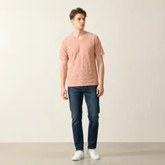 【A DAY IN THE LIFE UNITED ARROWS】（アデイインザライフユナイテッドアローズ）　Tシャツ／サーモンピンク／Vネック