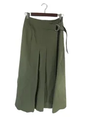 B&Y ユナイテッドアローズ BEAUTY&YOUTH ビューティー&ユース スカート ロング フレア プリーツ スリット 無地 グリーン サイズM QQQ