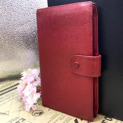 シャネル ココマーク ロゴ  長財布 がま口 レザー レッド FY99