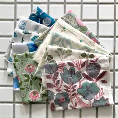 インド ブロックプリント生地 ミニカットクロス10枚セットv18 寒色系 [W34XH40cm]ファブリックIF0411