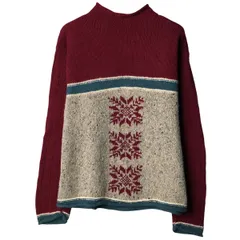 古着 90~00年代 ティンバーランド Timberland 総柄 スノー柄 雪柄 カシミア混 HAND KNIT ハンドニット ロールネック/eaa599150