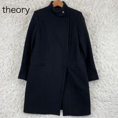 theory リバーコート ダブルフェイスノーカラーコート カシミヤ混