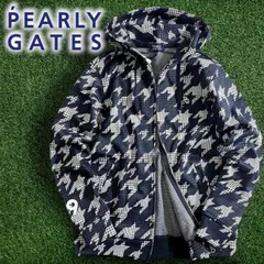PEARLY GATES パーリーゲイツ ゴルフ 日本製 モノフィラエアクッション フルジップ フーディ パーカー ジャケット ゴルフウェア 053-2262901 定価3.5万 ダークネイビー ブラック ホワイト 4 ▲039▼50219w01