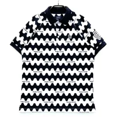 サイズ：4 PEARLY GATES パーリーゲイツ  半袖ポロシャツ ロゴ総柄 ネイビー系 [240101548883] ゴルフウェア メンズ ストスト