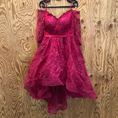 $【値下げ交渉可能】 社交ダンスドレス  パーティドレス レッド シースルー フリル