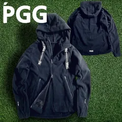 PGG by PEARLY GATES ピージージー パーリーゲイツ ゴルフ フリースボンディング 無地 ストレッチ フーディジャケット パーカー ブルゾン ゴルフウェア 268-2220001 定価4.4万 ネイビーブラック 4 ▲048▼51110w02