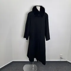 R00631｜BELTA BUNO｜ベルタ ブーノ｜Cashmere Coat｜カシミヤコート｜Black ブラック｜ロングコート｜ファー付き｜レディース｜Y2K｜90S｜古着｜ヴィンテージ｜一点物｜大人気｜フォロー割