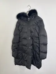 R00615｜PUIRUE BOUTIQUE｜ルイルエ｜Down Jacket｜ダウンジャケット｜Black ブラック｜ファー付き フード付き｜古着｜90S｜Y2K｜ヴィンテージ｜一点物｜大人気｜レディース｜防寒｜フォロー割