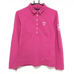 キャロウェイ 長袖ポロシャツ ピンク ロゴ白 前立て内側総柄 レディース L ゴルフウェア Callaway