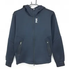 【新品】PGGパーリーゲイツ ジップパーカー ネイビー×白 背面ビッグロゴ ブルゾン レディース 1(M) ゴルフウェア PEARLY GATES