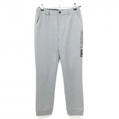 【美品】ニューバランスゴルフ ジョガーパンツ 杢グレー サイドロゴ黒 ウエスト一部ゴム レディース 2(L) ゴルフウェア New Balance