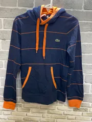 【D1-33】◇   Lacoste Live   2サイズ　プルオーバー　黒色＆橙色　ボーダー柄