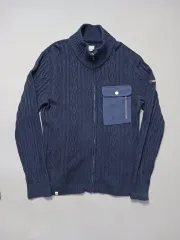 フリー アディダス アディピュア ネイビー ケーブル ウール ニット ジップアップ