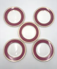 【美品】WEDGWOOD ウェッジウッド　ユーランダー　パウダールビー　17.5cm プレート　ケーキ皿　5枚セットのサムネイル