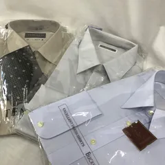 未使用】メンズカッターシャツ　3枚（長袖2枚・半袖1枚）　ネクタイ1本付き　衿回り42㎝　Q887