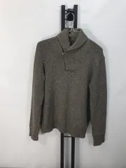 ポロラルフローレン ショールカラー ニット ハーフジップ ウール セーター チャコール グレー m