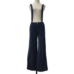 トミーガール tommy girl パンツ サロペット フレア ロング サスペンダー コーデュロイ M 青 紺 ブルー ネイビー