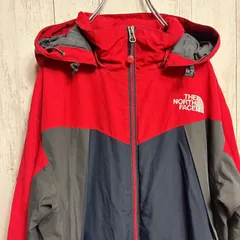 THE NORTH FACE ノースフェイス HyVent マウンテンパーカー レッド×ネイビー M フード付き 前部小穴あり