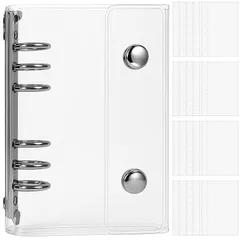 GOKEI シール帳 プラバン 透明 A6サイズ ミニ バインダー 【リフィル×20枚】 クリアバインダー PPシート カードポケット クリア 手帳 プリ帳 カードスリーブ 透明シール帳 シール 推し活 バインダー型ノート 女の子 コラージュノート 透明カ 0