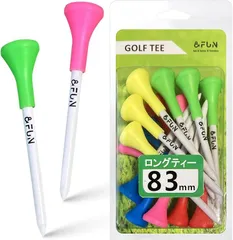 &FUN ラバーヘッドロングティー Simple 83mm 15本入中上級者 乗せやすい 折れにくい ゴルフティー (Stylishカラフル)