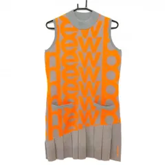 【新品】ニューバランスゴルフノースリーブニットワンピースグレー×蛍光オレンジ レディース 2(L) ゴルフウェア 2023年モデル New Balance