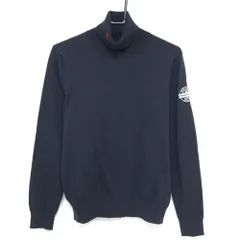【新品】パーリーゲイツ タートルネックセーター ネイビー 後裾ロゴ コットン混 ニット レディース 2(L) ゴルフウェア PEARLY GATES
