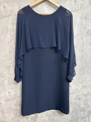 Rirefete シアー ミニ丈 フォーマル 結婚式二次会 ドレス ワンピース size9/濃紺 ■■ レディース