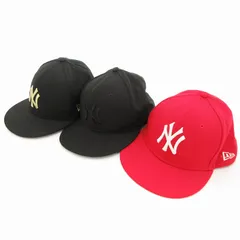 ニューエラ NEW ERA NY ニューヨークヤンキース キッズ Child 59FIFTY キャップ 帽子 3点 まとめ ウール 53.9cm 黒 ブラック 赤 レッド /UO