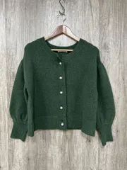 E hyphen world gallery PEACE パールボタン ラメ ニット カーディガン sizeF/緑 ◆■ レディース