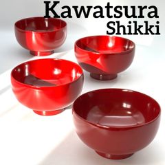 川連塗】秋田伝統工芸 川連漆器 朱塗 椀 4客 / 佐藤吉助漆器店 天然木